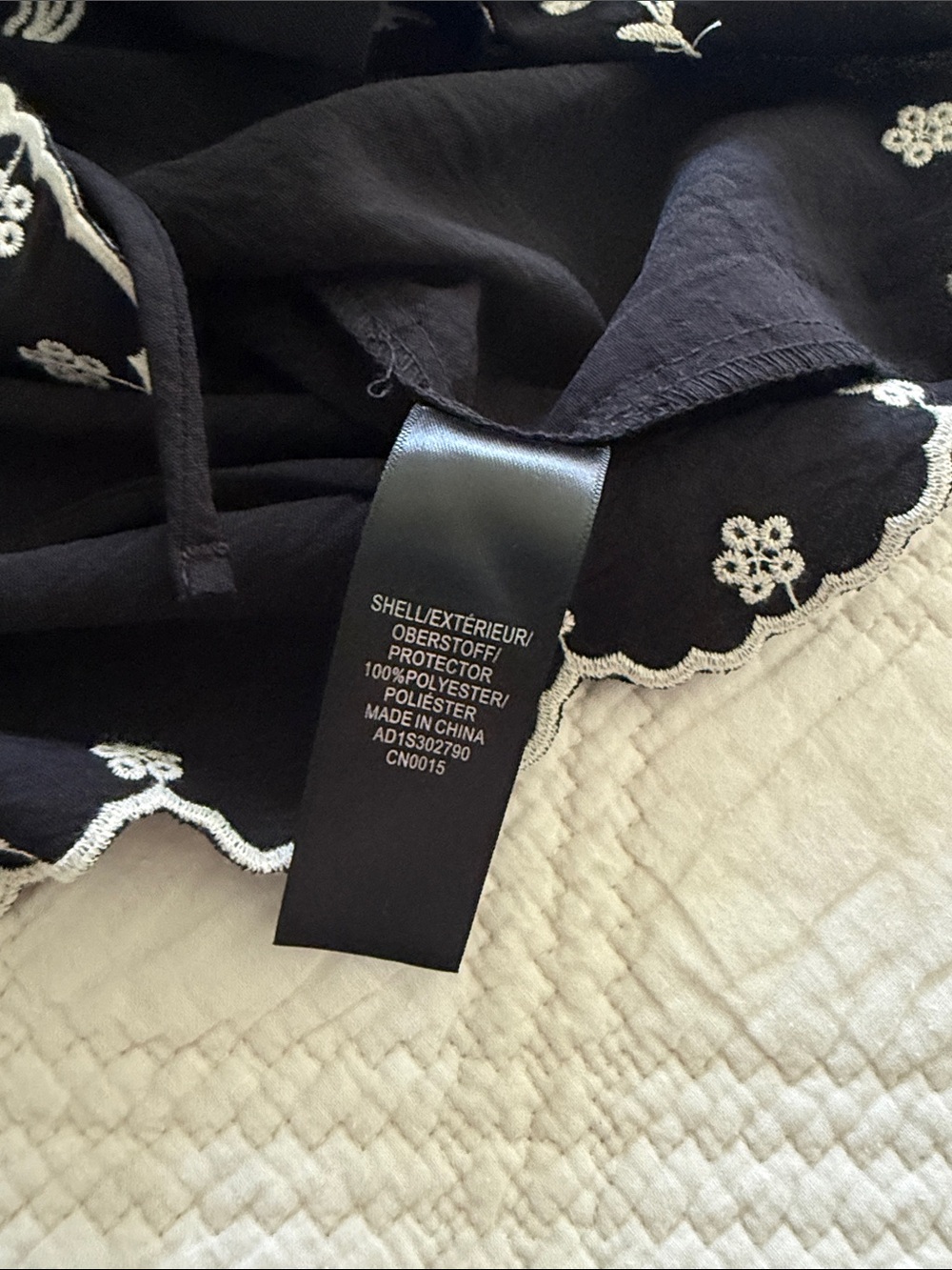 Adrianna Papell Black Top Floral Embroidery tie woven top or open cardigan - Picture 10 of 12